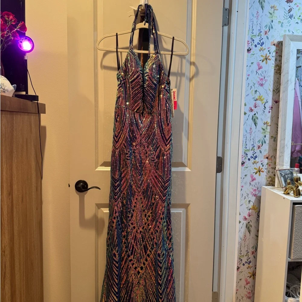 PromGirl Multicolor Sequin Prom Dress - Picture 2 of 5